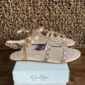 NEW JESSICA SIMPSON SANDALS DANA SCALLOP BROWN SIZE 5 big girls FLATS women 6.5